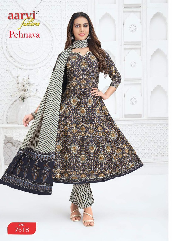 PEHNAVA VOL 2 BY AARVI FASHIONS WHOLESALE COTTON ANARKALI STYLE FULL STITCH 3 PCS SUITS FOR WOMEN ONLINE