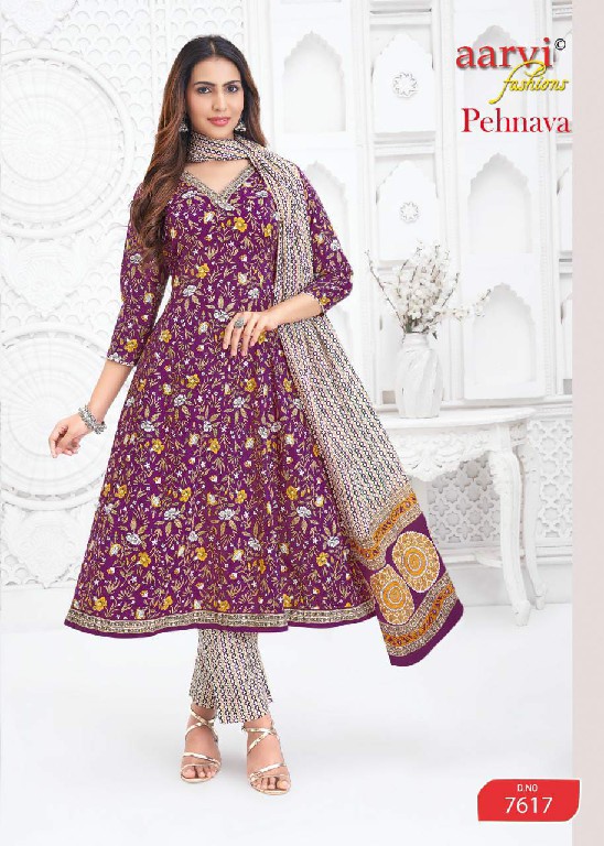 PEHNAVA VOL 2 BY AARVI FASHIONS WHOLESALE COTTON ANARKALI STYLE FULL STITCH 3 PCS SUITS FOR WOMEN ONLINE