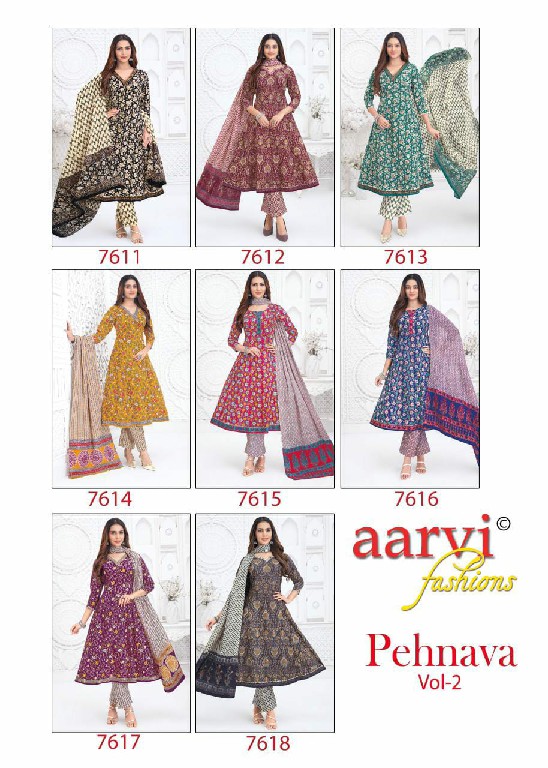 PEHNAVA VOL 2 BY AARVI FASHIONS WHOLESALE COTTON ANARKALI STYLE FULL STITCH 3 PCS SUITS FOR WOMEN ONLINE