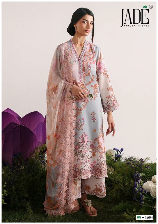 JADE CRIMSON VOL 16 WHOLESALE READYMADE PURE LAWN COTTON BIG SIZE KARACHI STYLE 3 PCS SUITS SUPPLIER