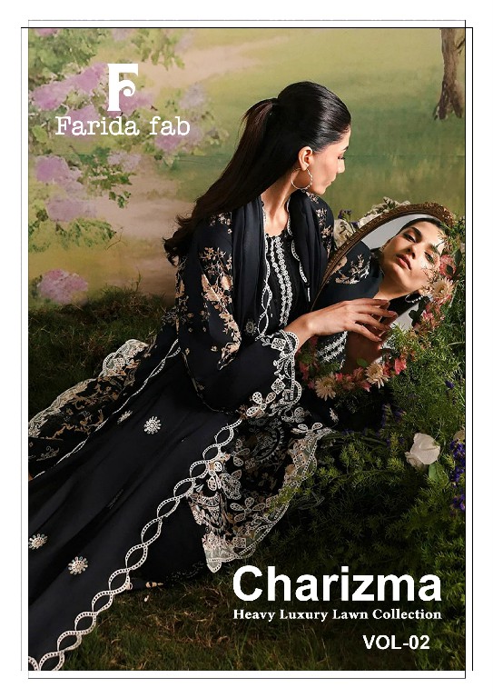 FARIDA FAB CHARIZMA VOL 2 WHOLESALE PURE LAWN COTTON PAKISTANI CASUAL WEAR DRESS MATERIAL ONLINE