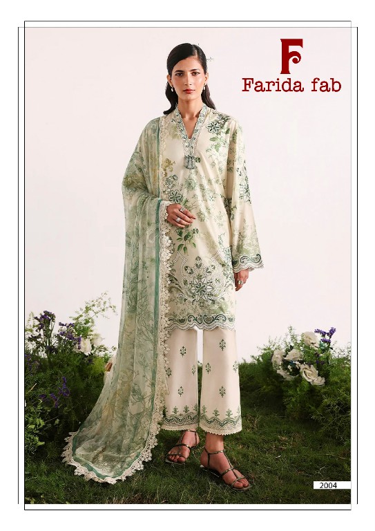 FARIDA FAB CHARIZMA VOL 2 WHOLESALE PURE LAWN COTTON PAKISTANI CASUAL WEAR DRESS MATERIAL ONLINE