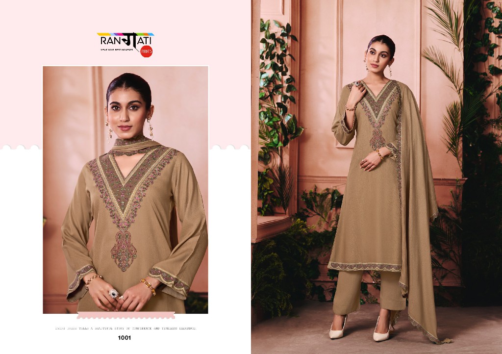 RANGATI PRINTS SOZNI WHOLESALE PASHMINA WITH WORK WINTER WEAR UNSTITCH SALWAR SUITS EXPORTER