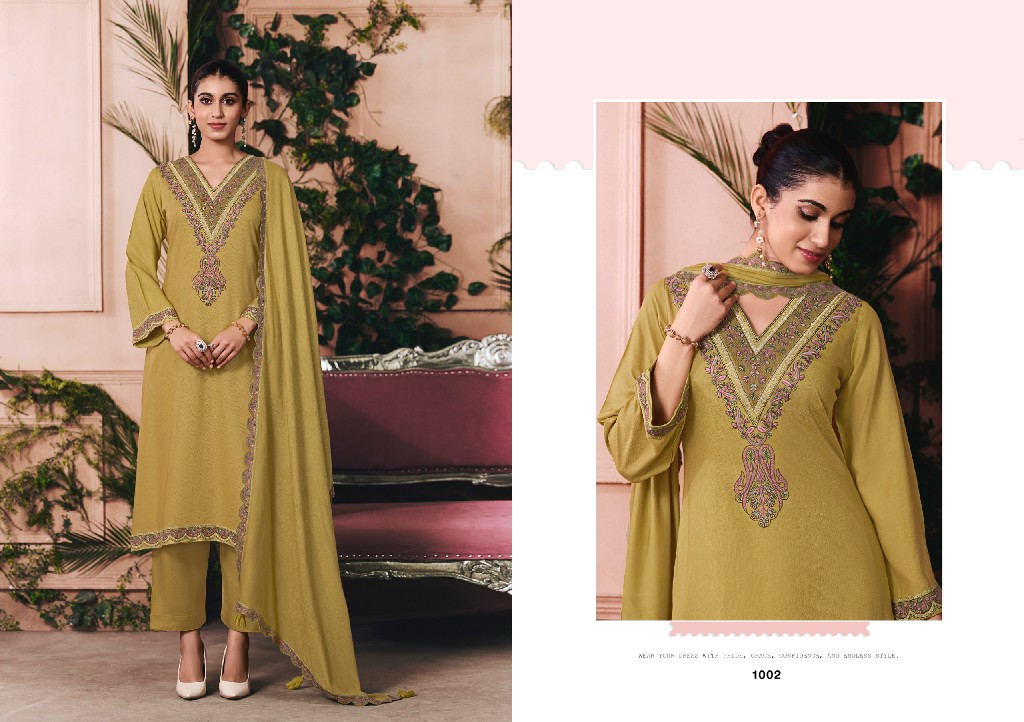 RANGATI PRINTS SOZNI WHOLESALE PASHMINA WITH WORK WINTER WEAR UNSTITCH SALWAR SUITS EXPORTER