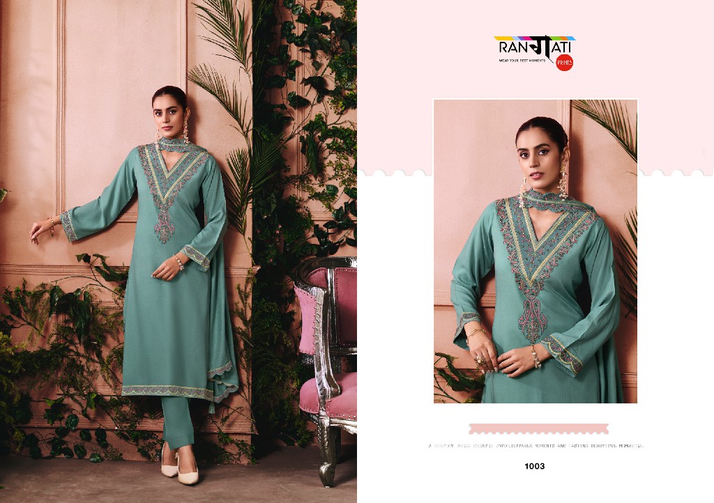 RANGATI PRINTS SOZNI WHOLESALE PASHMINA WITH WORK WINTER WEAR UNSTITCH SALWAR SUITS EXPORTER