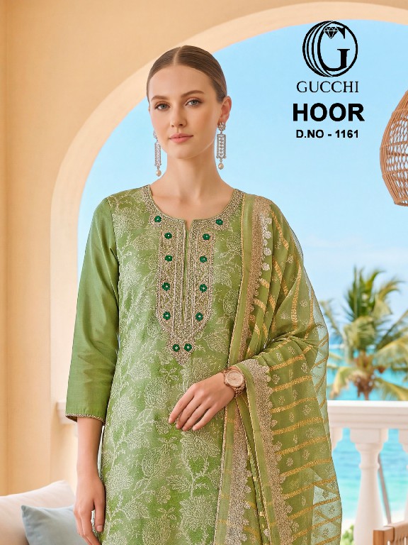 GUCCHI HOOR D.NO 1161 WHOLESALE VISCOSE HEAVY WORK FANCY UNSTITCH SALWAR SUITS EXPORTER