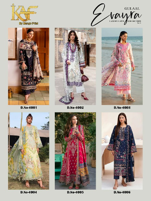 KAF EVAYRA GULAAL VOL 4 WHOLESALE HEAVY LAWN COTTON PRINTED KARACHI STYLE DRESS MATERIAL ONLINE