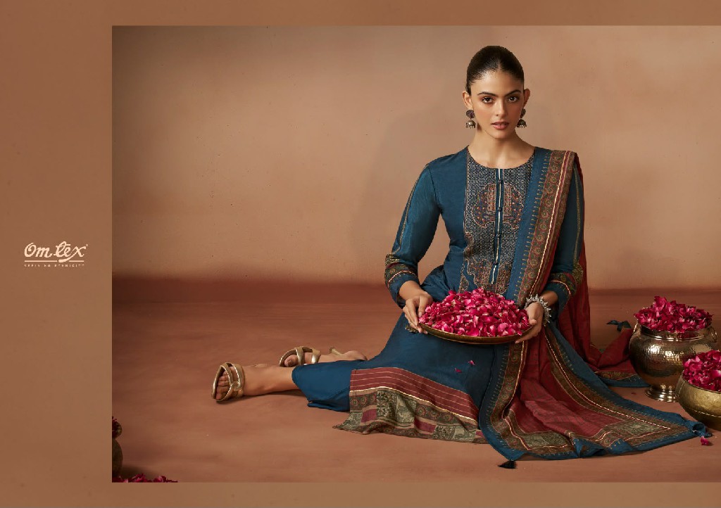 OMTEX ANVAYA WHOLESALE RADIANT SILK BEAUTIFUL WORK UNSTITCH SALWAR SUITS EXPORTER