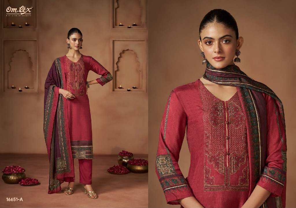 OMTEX ANVAYA WHOLESALE RADIANT SILK BEAUTIFUL WORK UNSTITCH SALWAR SUITS EXPORTER