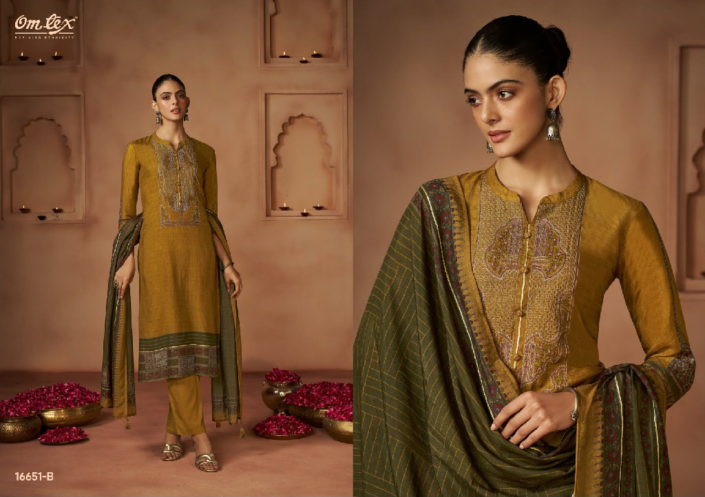 OMTEX ANVAYA WHOLESALE RADIANT SILK BEAUTIFUL WORK UNSTITCH SALWAR SUITS EXPORTER