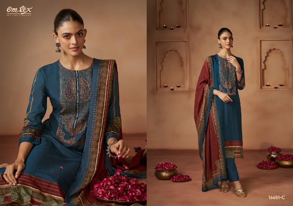 OMTEX ANVAYA WHOLESALE RADIANT SILK BEAUTIFUL WORK UNSTITCH SALWAR SUITS EXPORTER