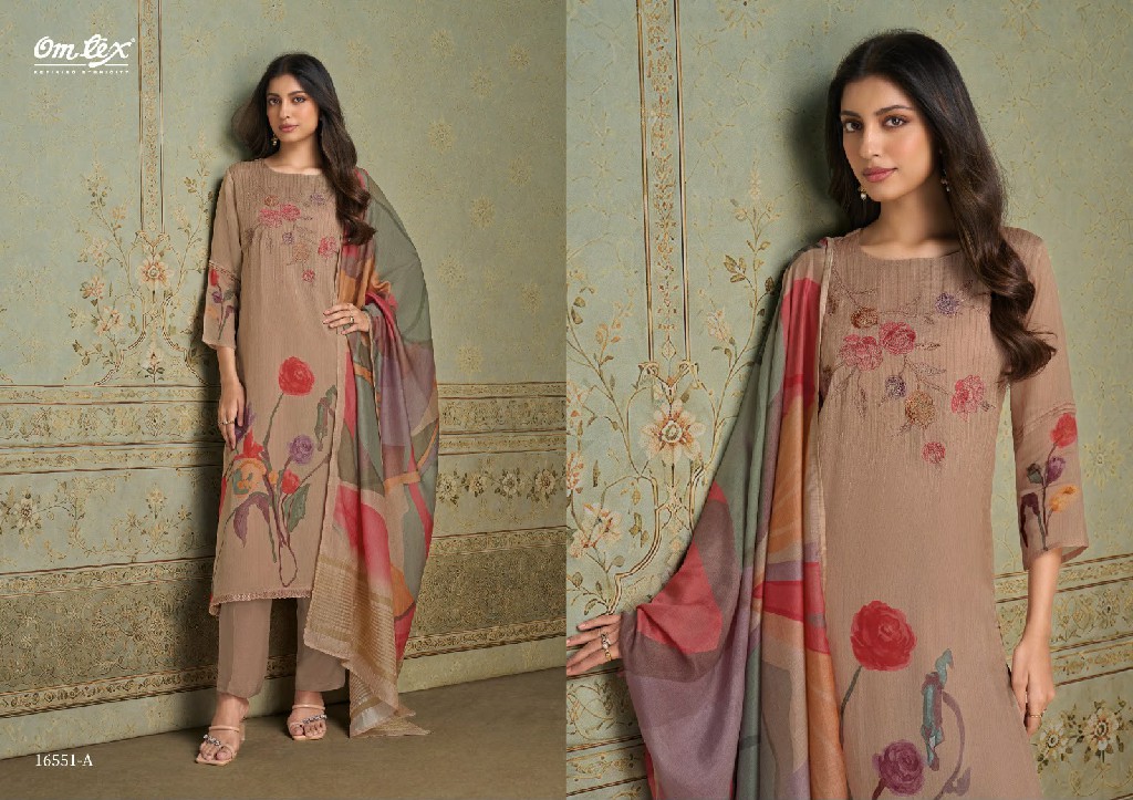 OMTEX ALORA WHOLESALE ORGANZA TWILL UNIQUE DESIGN UNSTITCH SALWAR SUITS SUPPLIER