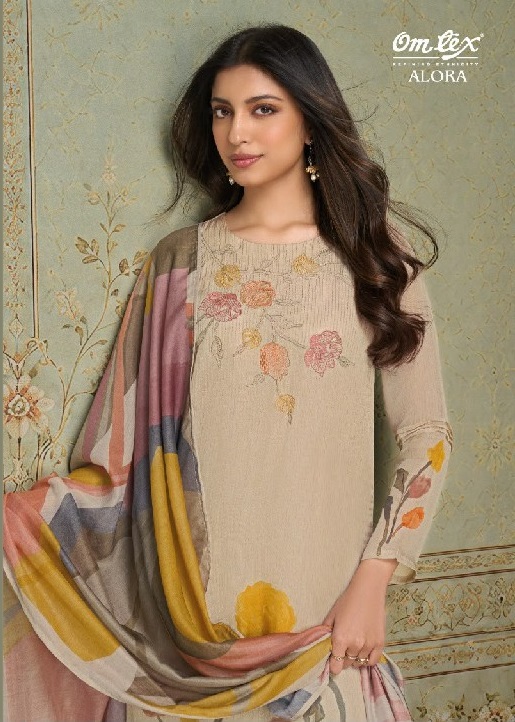 OMTEX ALORA WHOLESALE ORGANZA TWILL UNIQUE DESIGN UNSTITCH SALWAR SUITS SUPPLIER