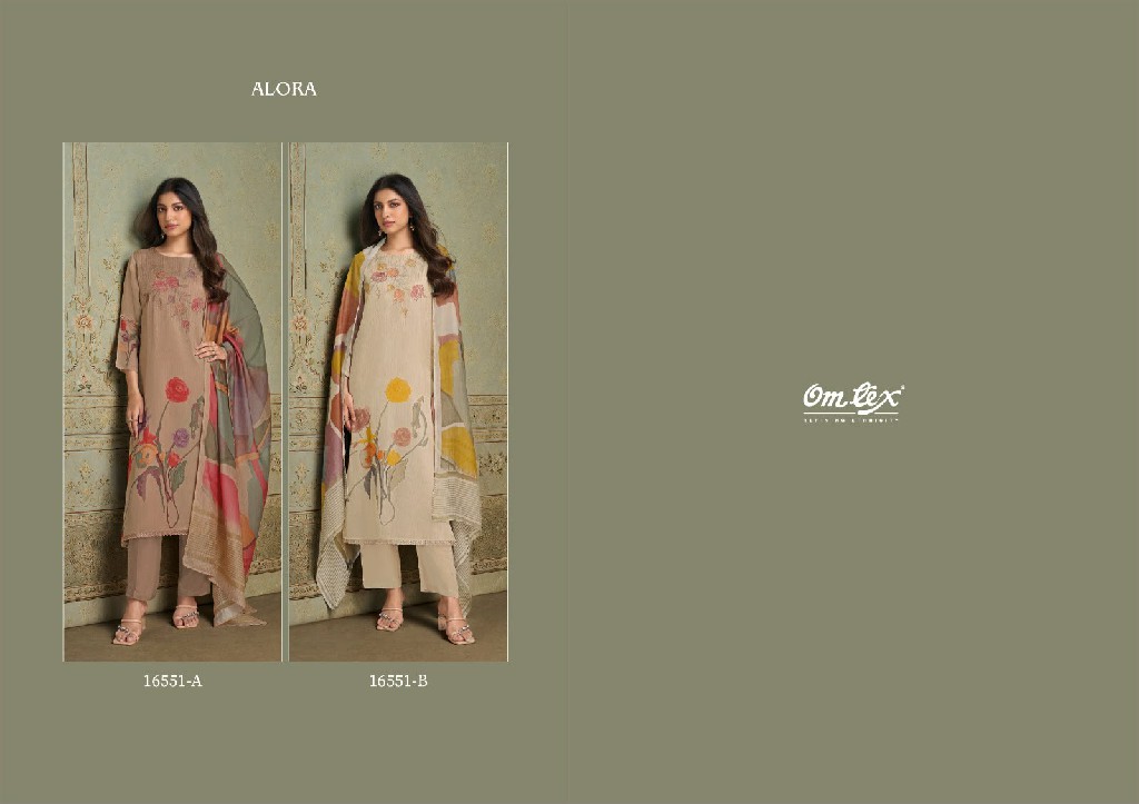 OMTEX ALORA WHOLESALE ORGANZA TWILL UNIQUE DESIGN UNSTITCH SALWAR SUITS SUPPLIER