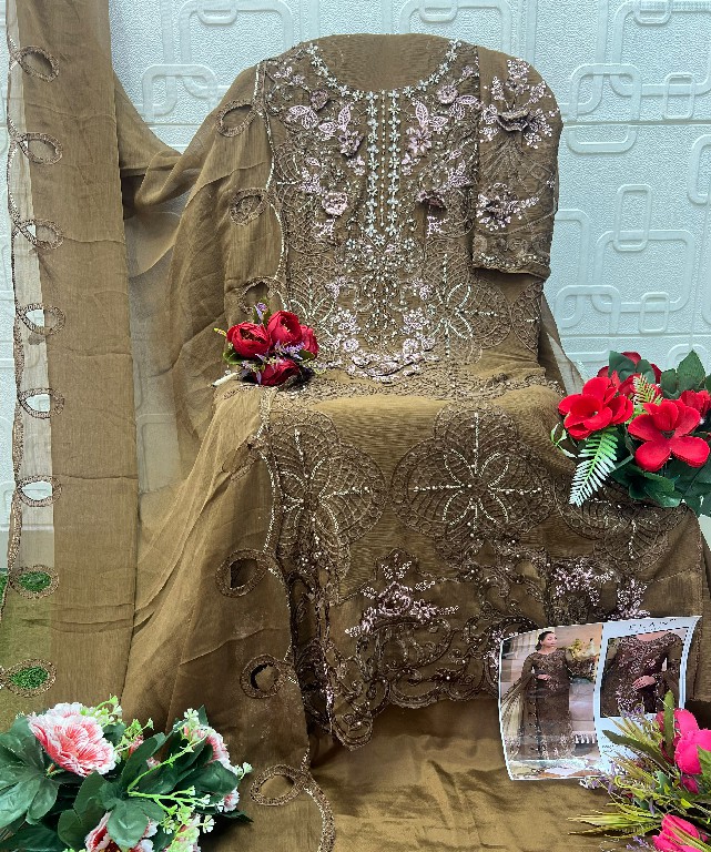 ELAN STUDIO D.NO E-63 WHOLESALE CHIFFON HEAVY WORK PAKISTANI UNSTITCH SALWAR KAMEEZ FOR EXPORT