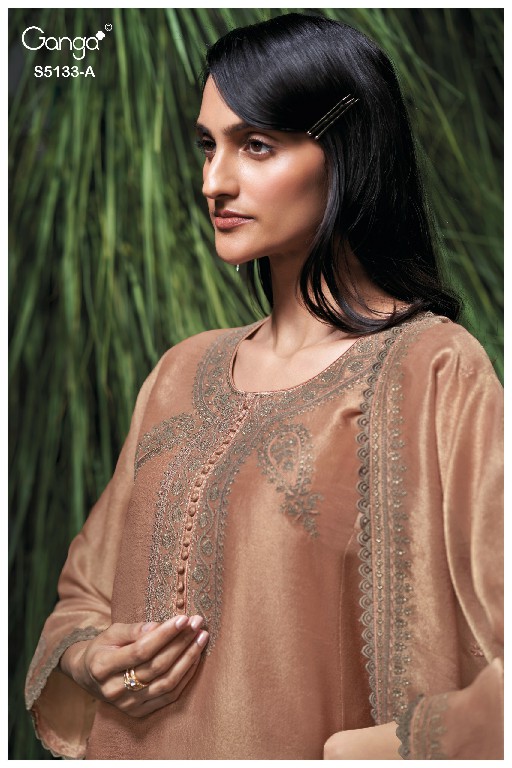 GANGA YULIANA S5133 WHOLESALE PURE BEMBERG SILK JACQUARD FESTIVE WEAR UNSTITCH SALWAR SUITS EXPORTER