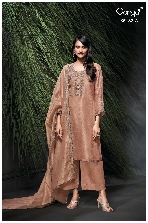 GANGA YULIANA S5133 WHOLESALE PURE BEMBERG SILK JACQUARD FESTIVE WEAR UNSTITCH SALWAR SUITS EXPORTER