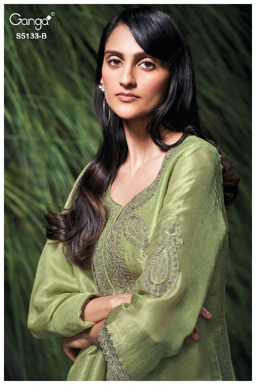 GANGA YULIANA S5133 WHOLESALE PURE BEMBERG SILK JACQUARD FESTIVE WEAR UNSTITCH SALWAR SUITS EXPORTER