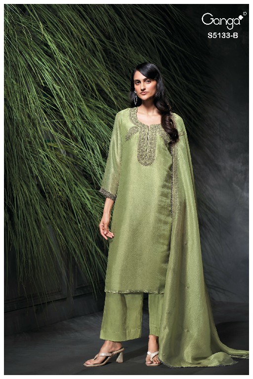 GANGA YULIANA S5133 WHOLESALE PURE BEMBERG SILK JACQUARD FESTIVE WEAR UNSTITCH SALWAR SUITS EXPORTER