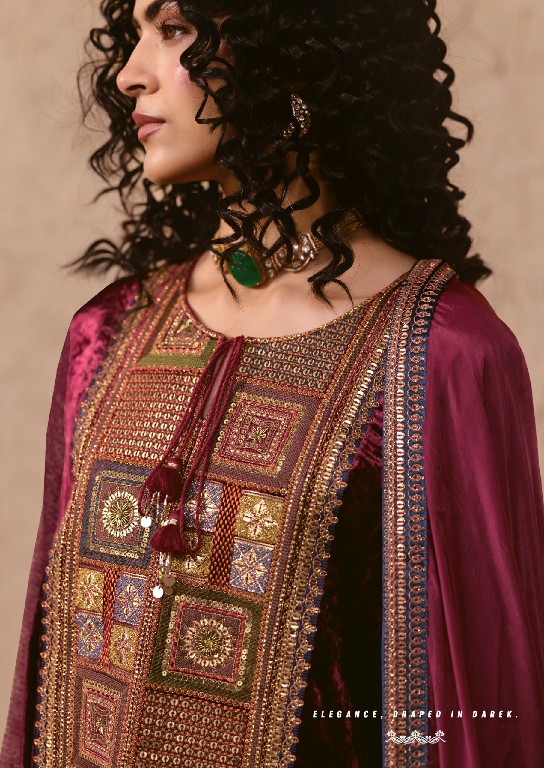 AIQA NOOREN WHOLESALE VISCOSE VELVET WITH FANCY WORK WINTER SPECIAL UNSTITCH SALWAR SUITS SUPPLIER