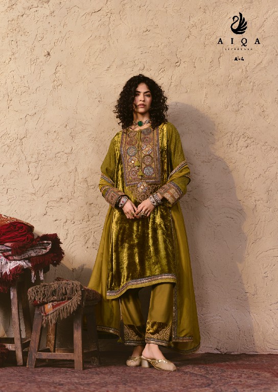 AIQA NOOREN WHOLESALE VISCOSE VELVET WITH FANCY WORK WINTER SPECIAL UNSTITCH SALWAR SUITS SUPPLIER