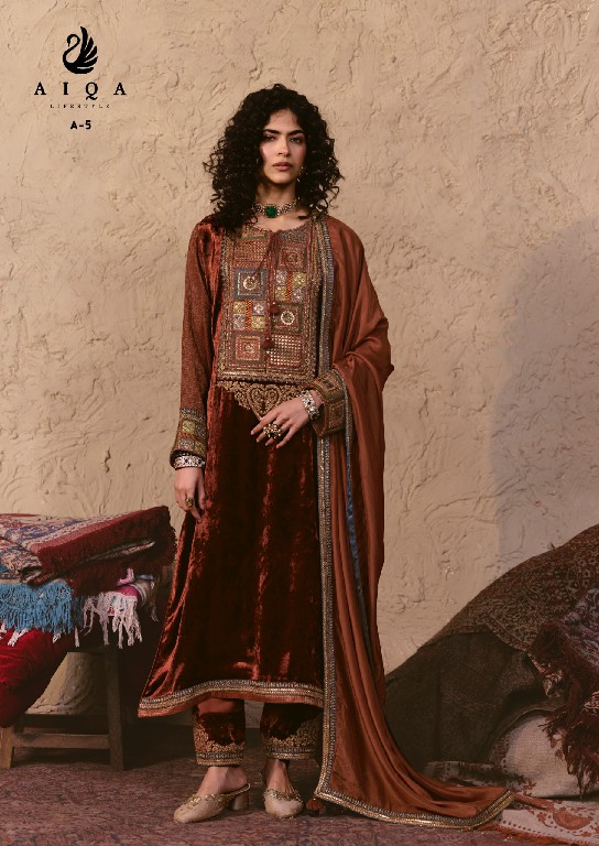 AIQA NOOREN WHOLESALE VISCOSE VELVET WITH FANCY WORK WINTER SPECIAL UNSTITCH SALWAR SUITS SUPPLIER