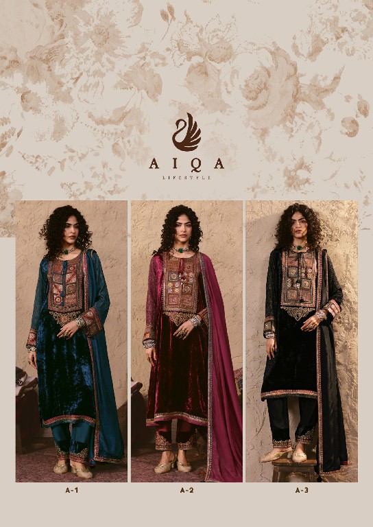 AIQA NOOREN WHOLESALE VISCOSE VELVET WITH FANCY WORK WINTER SPECIAL UNSTITCH SALWAR SUITS SUPPLIER