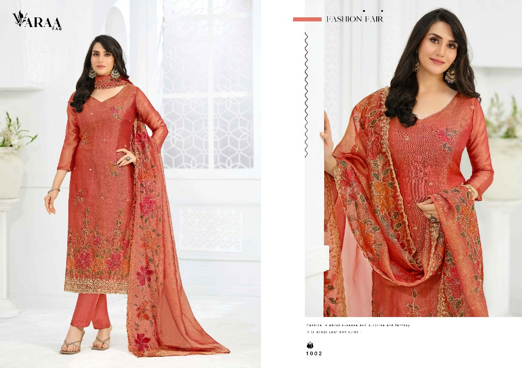 VARAA FAB NAYSA WHOLESALE SILK CRUSH DESIGNER WORK UNSTITCH SALWAR SUITS FOR EXPORT