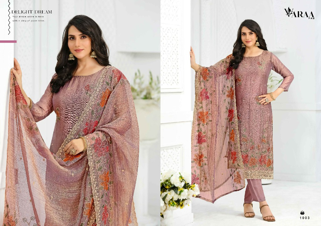 VARAA FAB NAYSA WHOLESALE SILK CRUSH DESIGNER WORK UNSTITCH SALWAR SUITS FOR EXPORT