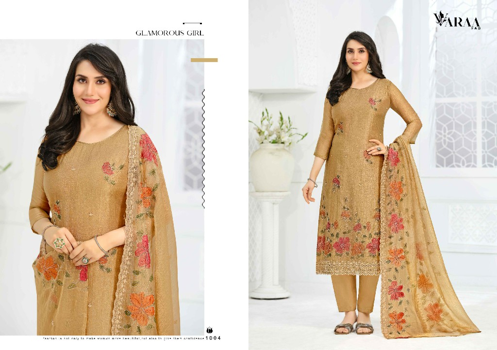 VARAA FAB NAYSA WHOLESALE SILK CRUSH DESIGNER WORK UNSTITCH SALWAR SUITS FOR EXPORT