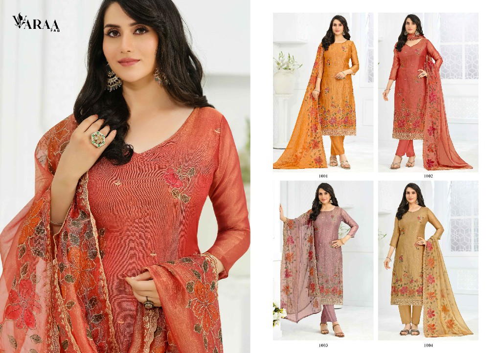 VARAA FAB NAYSA WHOLESALE SILK CRUSH DESIGNER WORK UNSTITCH SALWAR SUITS FOR EXPORT