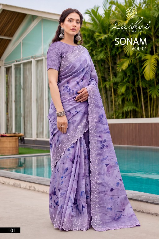 KASHVI CREATION SONAM VOL 1 WHOLESALE ICE CRUSH WITH WORK ELEGANCE INDIAN SAREES FOR WOMEN ONLINE