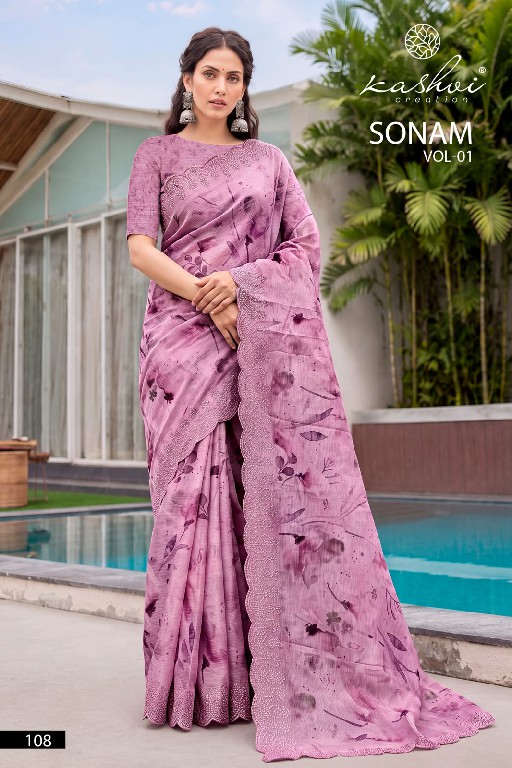KASHVI CREATION SONAM VOL 1 WHOLESALE ICE CRUSH WITH WORK ELEGANCE INDIAN SAREES FOR WOMEN ONLINE