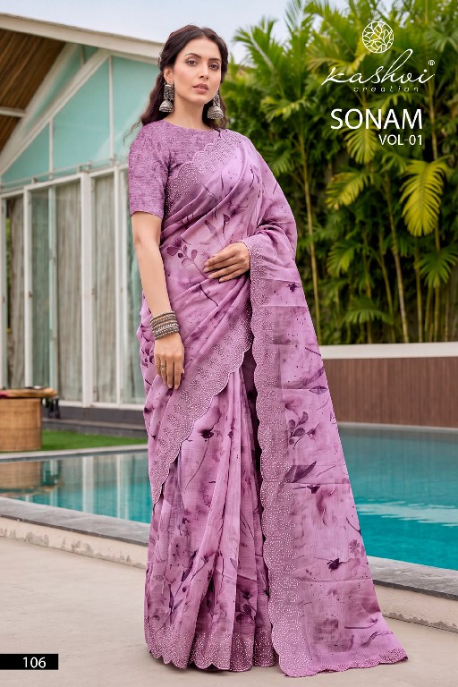 KASHVI CREATION SONAM VOL 1 WHOLESALE ICE CRUSH WITH WORK ELEGANCE INDIAN SAREES FOR WOMEN ONLINE