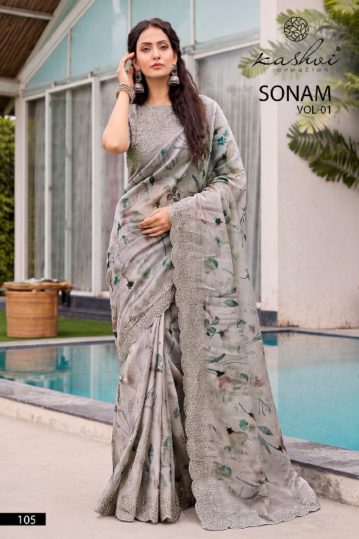 KASHVI CREATION SONAM VOL 1 WHOLESALE ICE CRUSH WITH WORK ELEGANCE INDIAN SAREES FOR WOMEN ONLINE