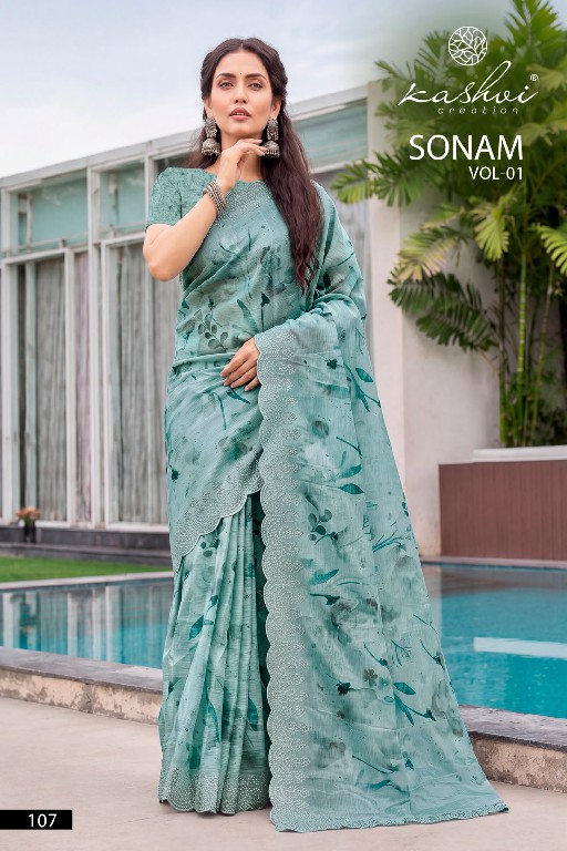 KASHVI CREATION SONAM VOL 1 WHOLESALE ICE CRUSH WITH WORK ELEGANCE INDIAN SAREES FOR WOMEN ONLINE