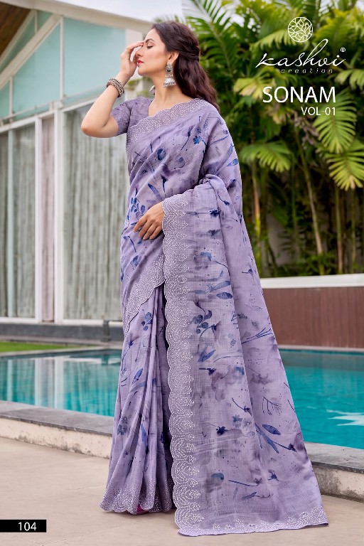 KASHVI CREATION SONAM VOL 1 WHOLESALE ICE CRUSH WITH WORK ELEGANCE INDIAN SAREES FOR WOMEN ONLINE