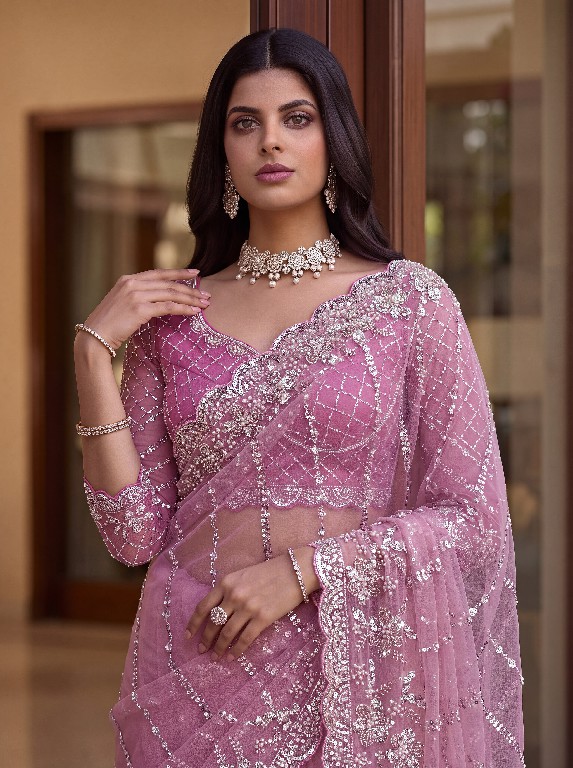 DVD D.NO 5191 COLOR WHOLESALE NET DESIGNER HAND WORK SAREES FOR WOMEN EXPORTER
