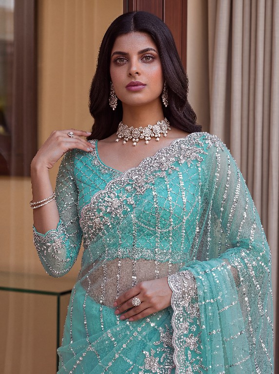 DVD D.NO 5191 COLOR WHOLESALE NET DESIGNER HAND WORK SAREES FOR WOMEN EXPORTER