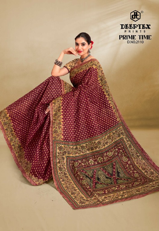 DEEPTEX PRIME TIME VOL 21 WHOLESALE COTTON PRINTED DAILY WEAR SAREE FOR WOMEN EXPORTER