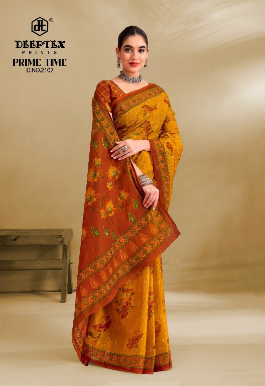 DEEPTEX PRIME TIME VOL 21 WHOLESALE COTTON PRINTED DAILY WEAR SAREE FOR WOMEN EXPORTER