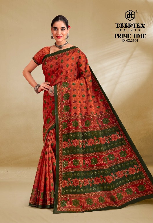 DEEPTEX PRIME TIME VOL 21 WHOLESALE COTTON PRINTED DAILY WEAR SAREE FOR WOMEN EXPORTER
