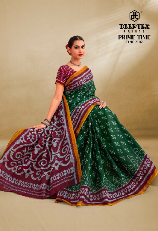 DEEPTEX PRIME TIME VOL 21 WHOLESALE COTTON PRINTED DAILY WEAR SAREE FOR WOMEN EXPORTER