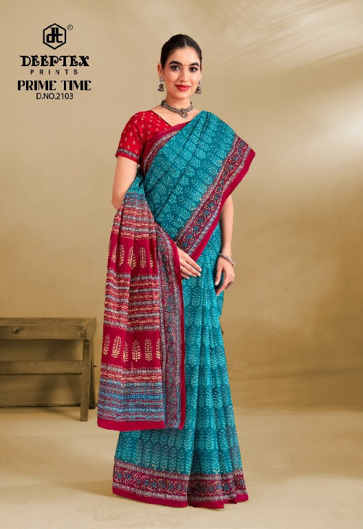 DEEPTEX PRIME TIME VOL 21 WHOLESALE COTTON PRINTED DAILY WEAR SAREE FOR WOMEN EXPORTER