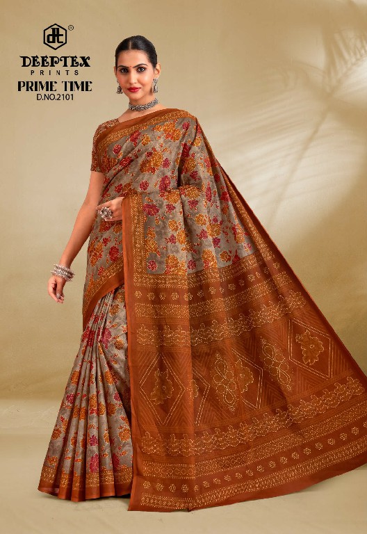DEEPTEX PRIME TIME VOL 21 WHOLESALE COTTON PRINTED DAILY WEAR SAREE FOR WOMEN EXPORTER