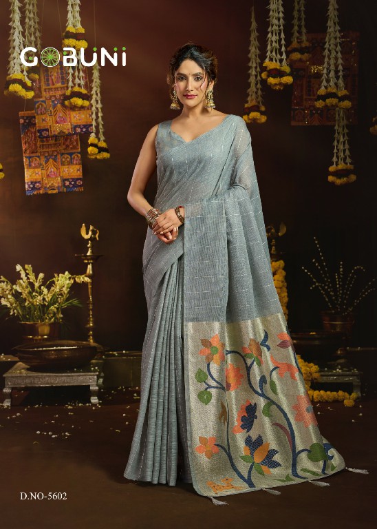 GOBUNI SUKANYA WHOLESALE LINEN SEQUENCE ETHNIC WEAR SAREES FOR WOMEN ONLINE