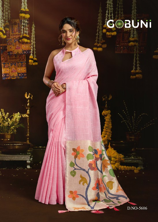 GOBUNI SUKANYA WHOLESALE LINEN SEQUENCE ETHNIC WEAR SAREES FOR WOMEN ONLINE