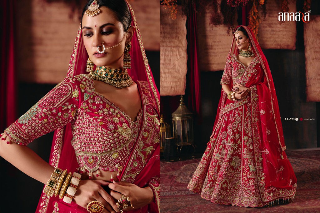 TATHASTU ANAARA 166 TO 181 SERIES WHOLESALE SILK FABRIC WEDDING WEAR LEHENGA CHOLI FOR BRIDES EXPORTER
