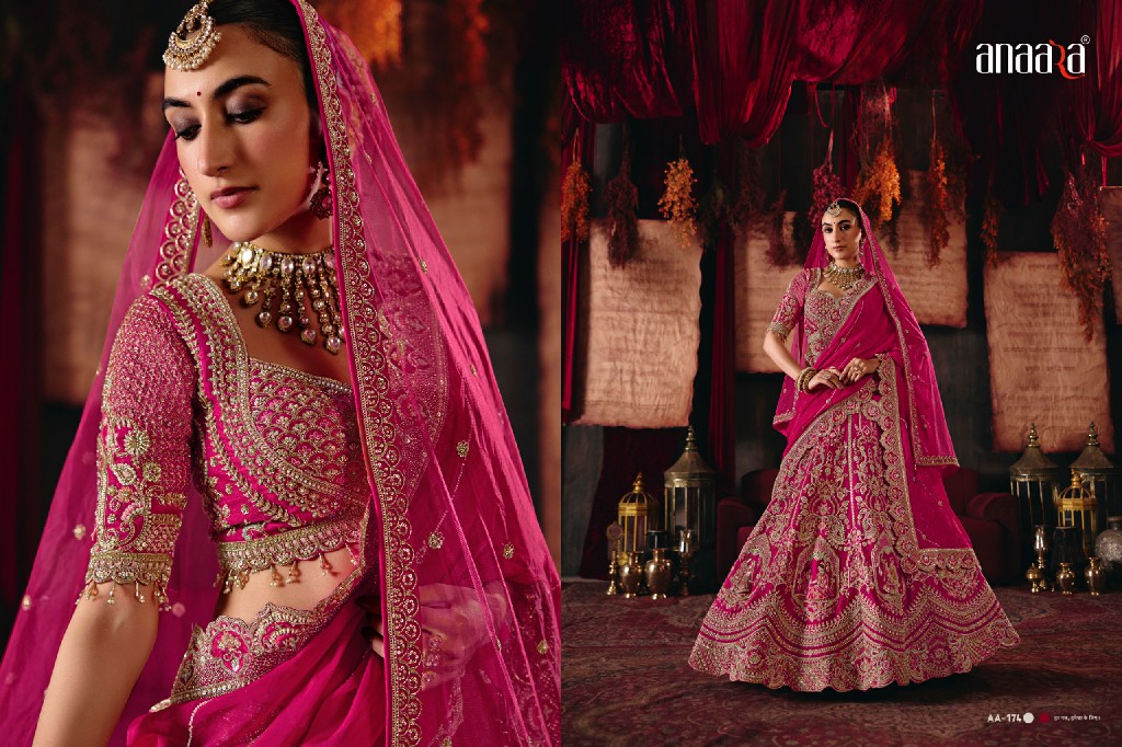 TATHASTU ANAARA 166 TO 181 SERIES WHOLESALE SILK FABRIC WEDDING WEAR LEHENGA CHOLI FOR BRIDES EXPORTER
