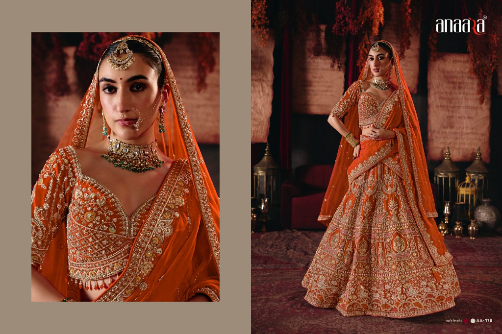 TATHASTU ANAARA 166 TO 181 SERIES WHOLESALE SILK FABRIC WEDDING WEAR LEHENGA CHOLI FOR BRIDES EXPORTER